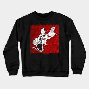 Koi Fish Great Wave Tattoo Red Wht Crewneck Sweatshirt